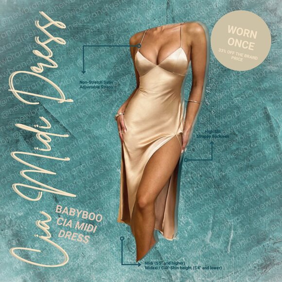 Babyboo Dresses & Skirts - Babyboo | Cia Midi Dress, Champagne/Gold, Size: XS